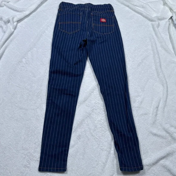 Dickies Women's High Rise Blue Striped Jeans - Size 5/27 - Picture 3 of 10